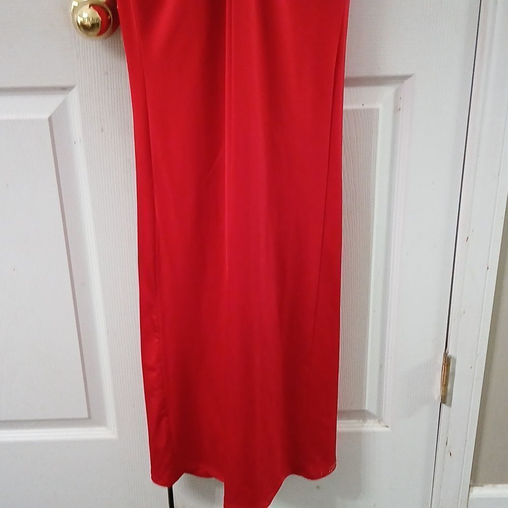 Super Star low cut high slit slink party holiday dress long sleeves Sz L NWOT - Picture 2 of 11